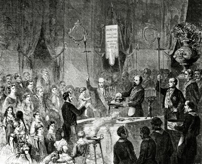 A Masonic Baptism in the Lodge of Fraternal Friendship, Grand Orient de France, Paris, 1861 by Charles Yriarte